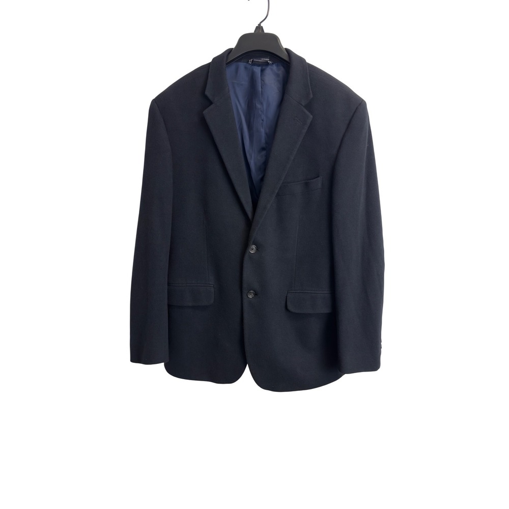Nautica Mens 41R Navy Knit Blazer Jacket Two Button Elbow Patches Classic Fit